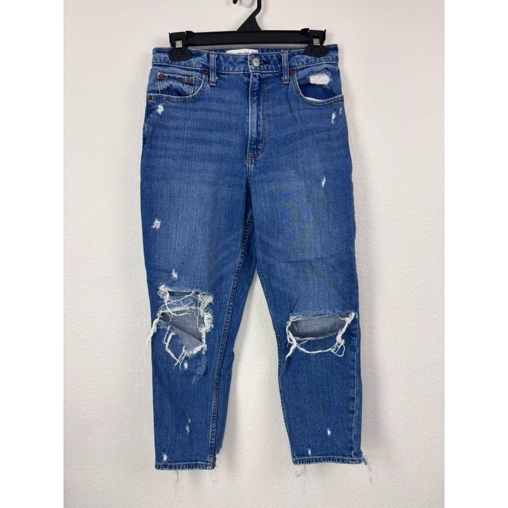 Abercrombie & Fitch womens 6 short the mom high rise curve love distressed jeans